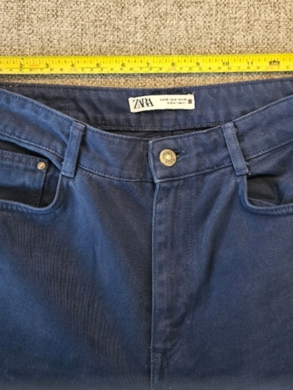 ZARA Indigo Blue Flared High Waist Jeans Sz 8 TALL - Picture 4 of 8